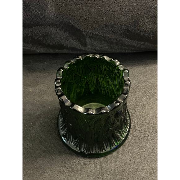 Vintage Green Glass Tree Stump Toothpick Holder - Picture 2 of 3